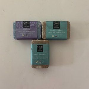 One With Nature Soap Dead Sea Mud (2) Bars Lavender (1) Bar Argan Oil New